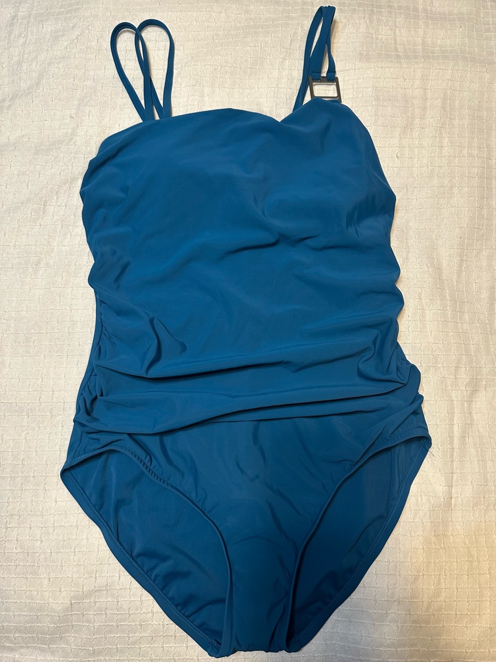Aqua Green Women’s Teal One-Piece Ruched Swimsuit Sz Large